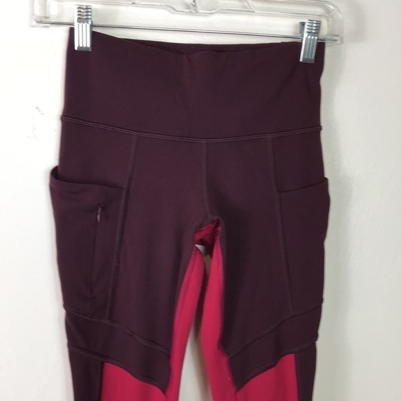 Athleta All in Structure Tights Leggings 7/8 Women XXS  Burgundy Pink Inseam 25” - Picture 10 of 16